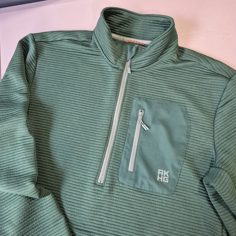 Duluth Alaskan Hardgear Fleece Jacket Mens Large Green 1/4 Zip Pullover Hiking